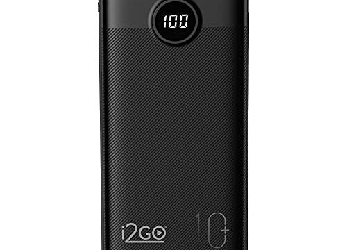 I2GO, Carregador Portátil (Power Bank) Ultra Rápido 10000mAh, Power Delivery 20W, 2 Saídas USB + 1 Saída/Entrada USB-C, Preto, i2GO PRO