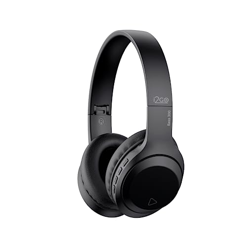 I2GO, Headphone Bass 300, Bluetooth, Microfone Integrado, Controle Multimídia, Até 10h de bateria, Tecnologia Dual Connect, Entrada cabo auxiliar P2 (incluso), Dobrável, Preto