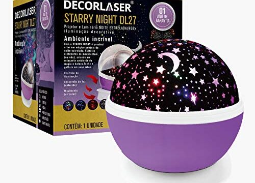 LUMINARIA ABAJUR GIRA PROJETOR ESTRELAS LED STARRY NIGHT RGB Cor:Lilás