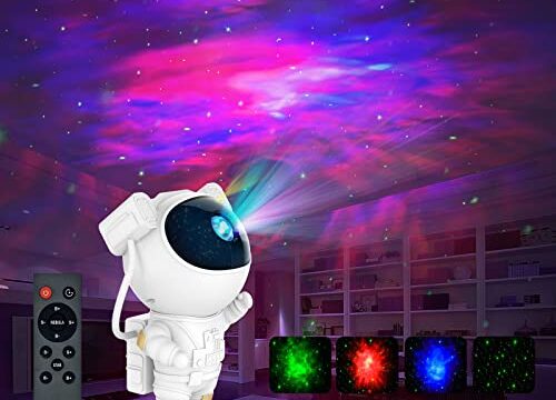 Projetor de luz de galáxia em forma de astronauta, projetor Space Buddy, luz noturna para quarto, controle remoto e temporizador, projetor de estrelas no teto Astro Alan para crianças e adultos