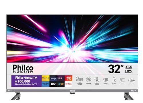 Smart TV 32” Philco PTV32K34RKGB Roku TV Led Dolby Audio