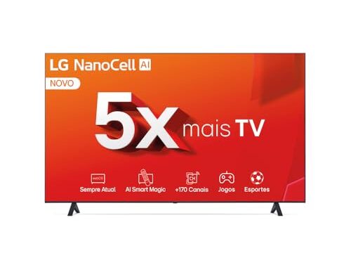 Smart TV 4K 55" LG NanoCell 55NANO80T Processador α5 Ger7 AI Hub de Esportes Alexa/Chromecast integrado webOS 24 Controle Smart Magic