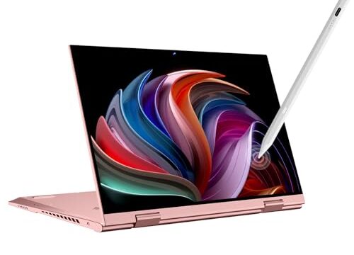 Xixaomiro 2 em 1 Laptop 10.95" FHD IPS Touchscreen,Intel Quad-Core i7-Lake-N N95,16GB RAM 256GB SSD,1TB SSD Expand,Teclado retroiluminado,Windows 11 Mini Notebook (rosa, 256GB)