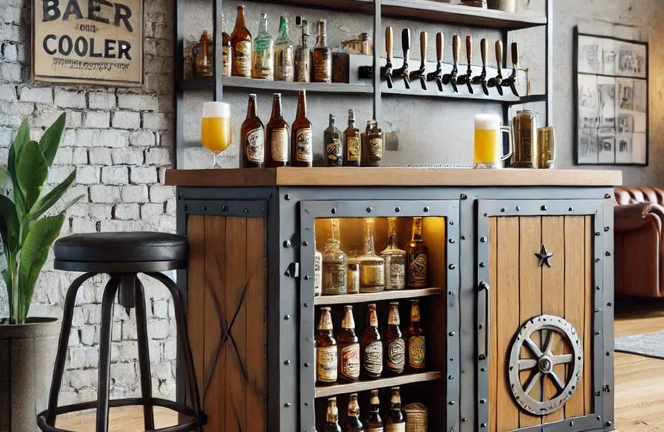 Móvel Bar Adega Cervejeira MDF de Ferro Estilo Industrial
