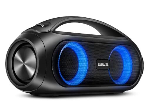 Caixa de Som Boombox AIWA Bluetooth IPX5, Luzes Multicores, com alça - AWS-BBS-02