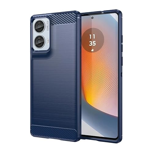 Capa Capinha Anti Impacto Para Moto G85 - Case Com Desenho Fibra De Carbono Shock Queda - Danet (Azul)