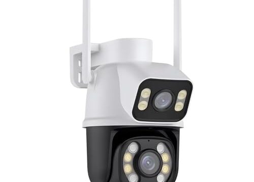 Câmera IP Sem Fio de Segurança Externa HD 3MP, Câmera de Visão Noturna Infravermelha WiFi, Dupla Lente Grande Angular, IP66 à Prova D'água e à Prova de Poeira, Chamada de Voz Bidirecional