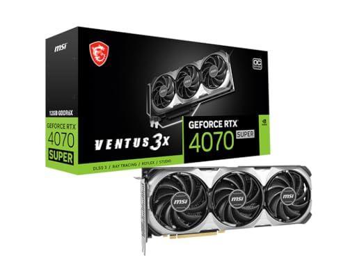 MSI Placa gráfica para jogos GeForce RTX 4070 SUPER 12G VENTUS 3X OC - 12GB GDDR6X, PCI Express Gen 4, 192-bit, 3x DP v 1.4a, HDMI 2.1a (suporta 4K e 8K HDR)