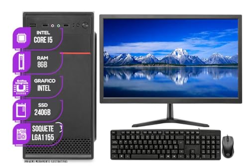 PC CPU Completo Mancer, Intel Core I5, 8GB De Memória Ram, SSD 240GB + Monitor 19"