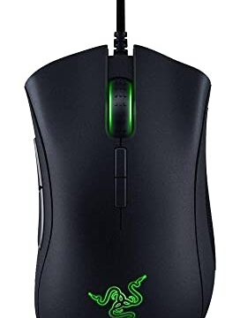 Razer Mouse para jogos DeathAdder Elite: Sensor óptico de 16.000 DPI - Iluminação RGB cromada - 7 botões programáveis - Interruptores mecânicos - Punhos laterais de borracha - Preto fosco