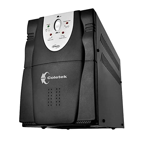Estabilizador Coletek ES-3200VA Preto,Tensão nominal de entrada bivolt automático e saída 115V, 6 Tomadas elétricas tripolares de saída padrão NBR 14136, 4-10A e 2-20A Frequência 60Hz