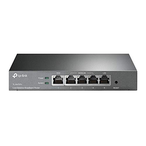 TP-Link TL-R470T + Roteador Multi WAN inteligente / 5 portas 10/100 Mbps / controle e gerenciamento de rede, Cinza