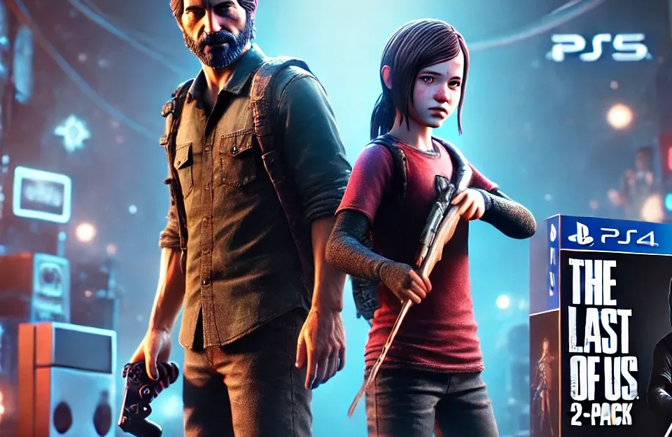 PlayStation The Last of Us: 2-Pack Joel & Ellie Action Figures com 19 Acessórios – Para Fãs de PS5 e Colecionadores