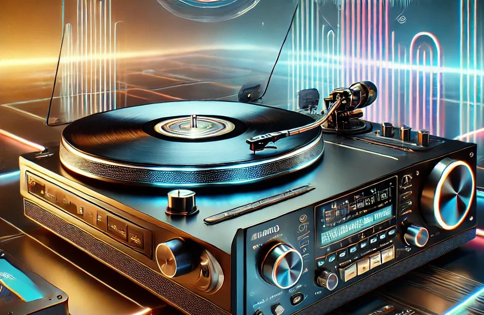 Vitrola Toca Discos Vinil Retro Bluetooth Cassete USB CD Player Rádio FM Entrada Auxiliar Raveo Spazio