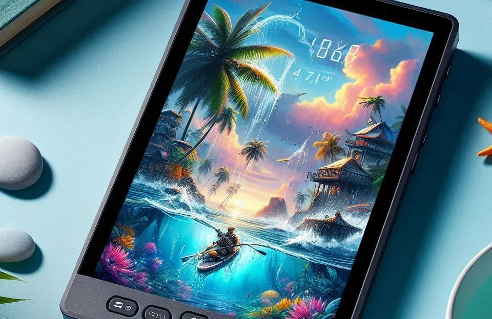 E-Reader BK7019: Portátil e à prova d'água com 7 polegadas e funcionalidades multimídia
