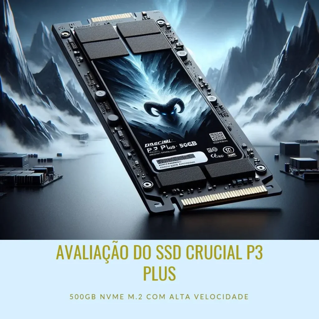 SSD Crucial P3 Plus 500GB NVMe M.2 2280 com alta velocidade