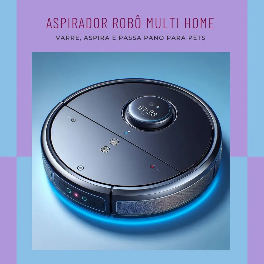 Multi Home - Aspirador Robô Carbon Bivolt: Varre, Aspira e Passa Pano para Pets