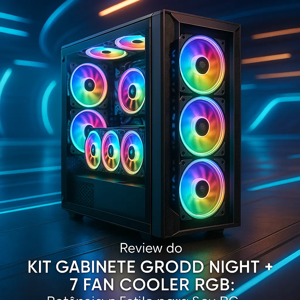 KIT GABINETE GRODD NIGHT + 7 FAN COOLER RGB: Potência e Estilo para Seu PC