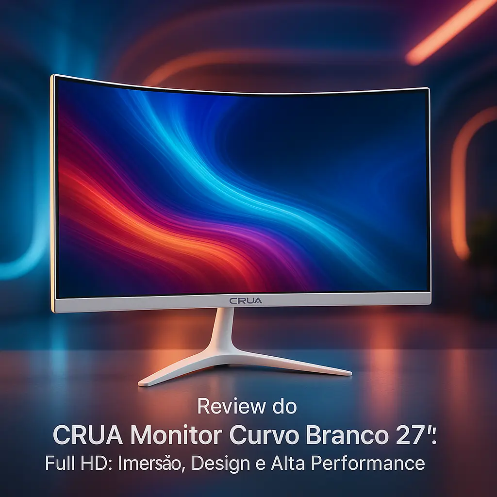 CRUA Monitor Curvo Branco 27" Full HD: Imersão, Design e Alta Performance