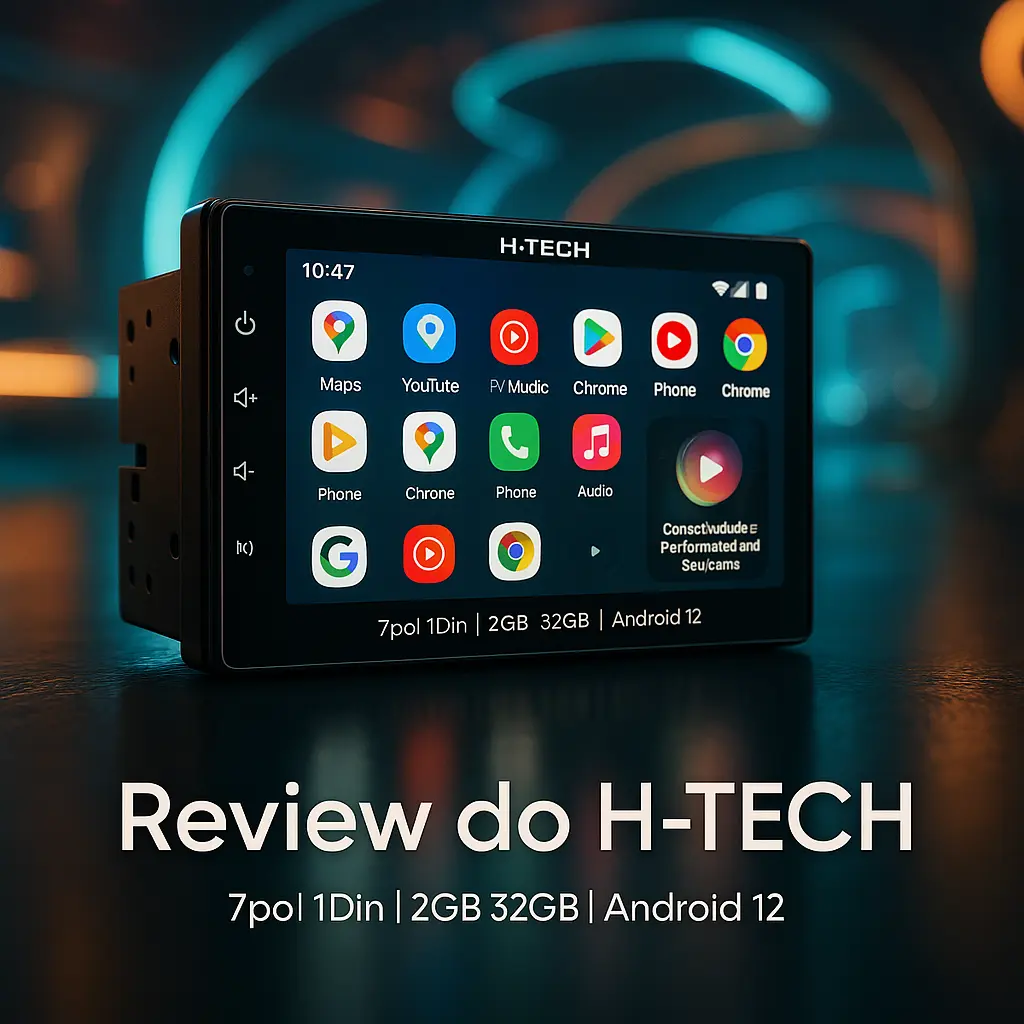H-TECH Central Multimídia 7pol 1Din 2GB 32GB Android 12: Conectividade e Performance para Seu Carro