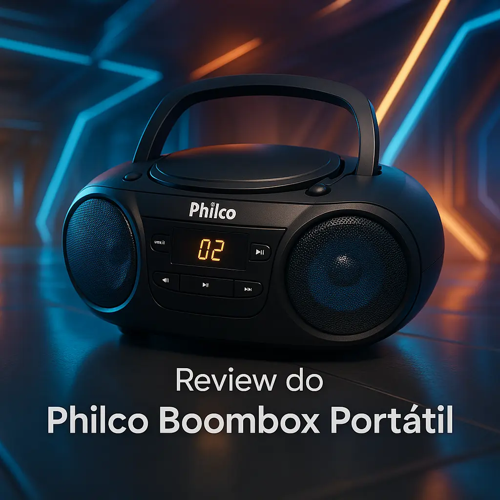 Philco Boombox Portátil: Leitor de CD e Rádio AM/FM com Som Estéreo e Tela LED