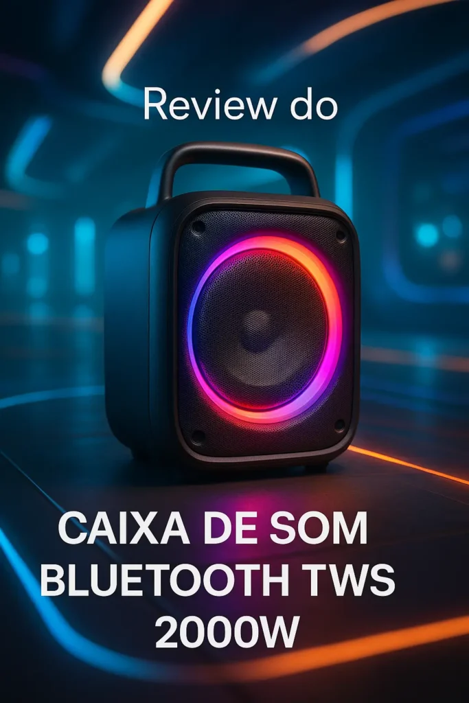 Caixa de som Bluetooth TWS 2000W com luzes e alça