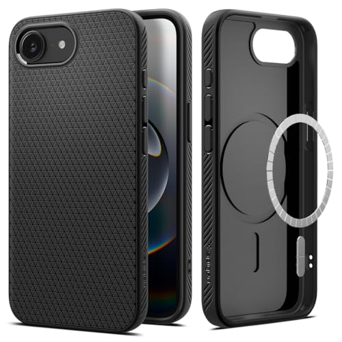 Spigen Capa para iPhone 16e, Liquid Air MagFit [compatível com acessórios Magsafe] [Proteção de nível militar] - Preto fosco