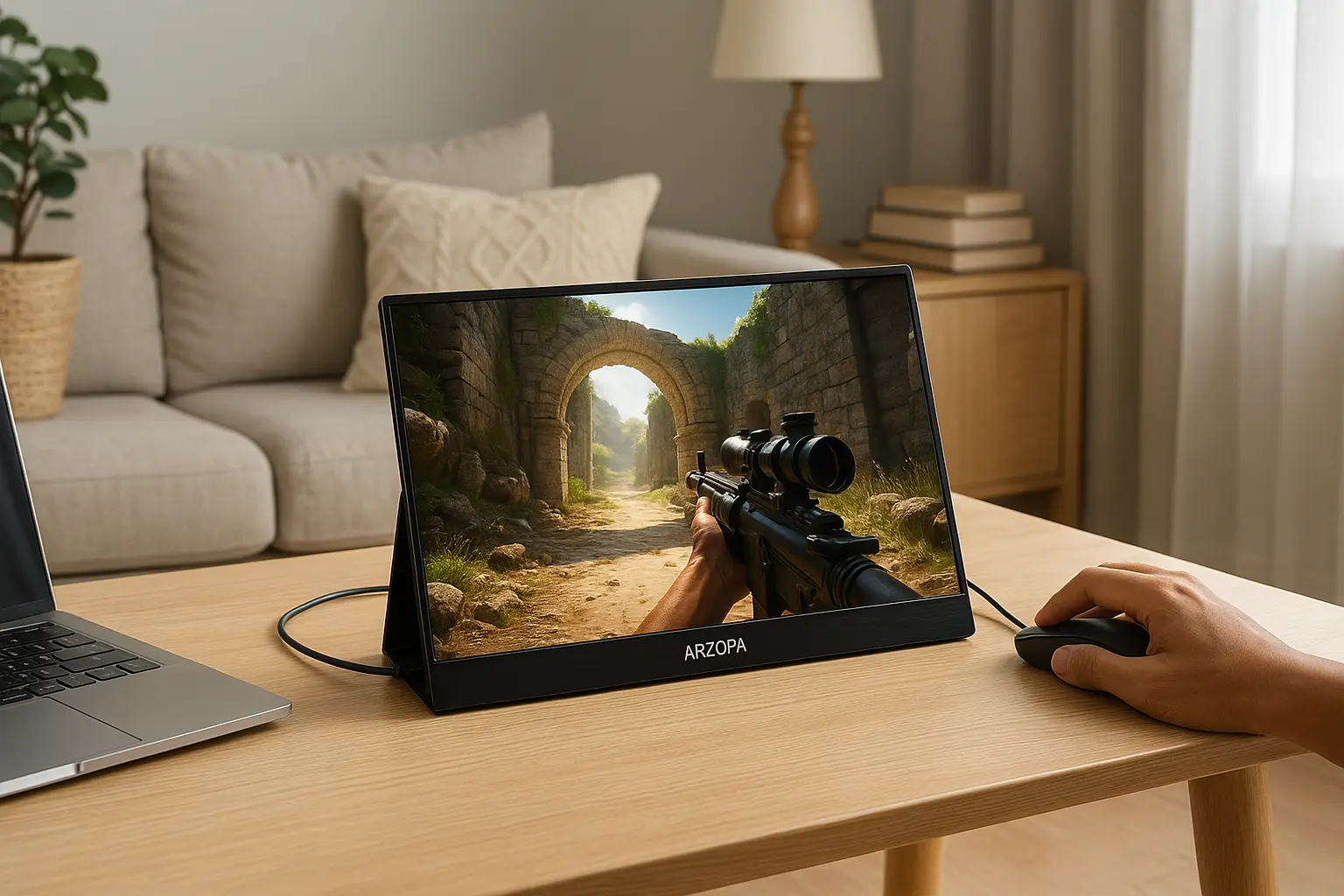 ARZOPA Monitor Portátil 16.1'' 144Hz com HDR: Alta Imersão em Qualquer Lugar