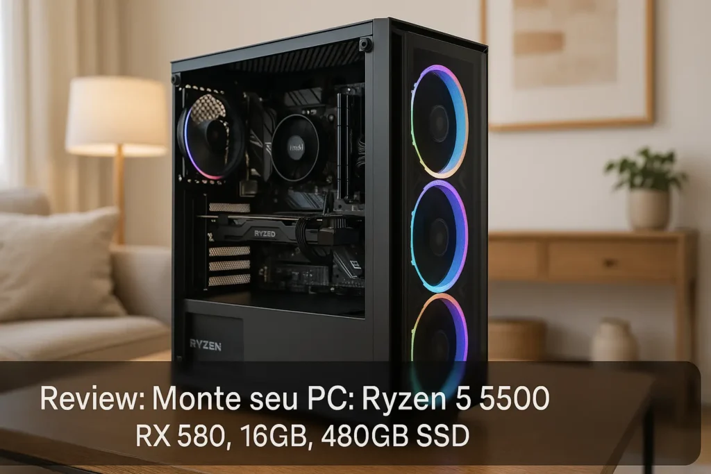 Monte seu PC: Ryzen 5 5500, RX 580, 16GB, 480GB SSD