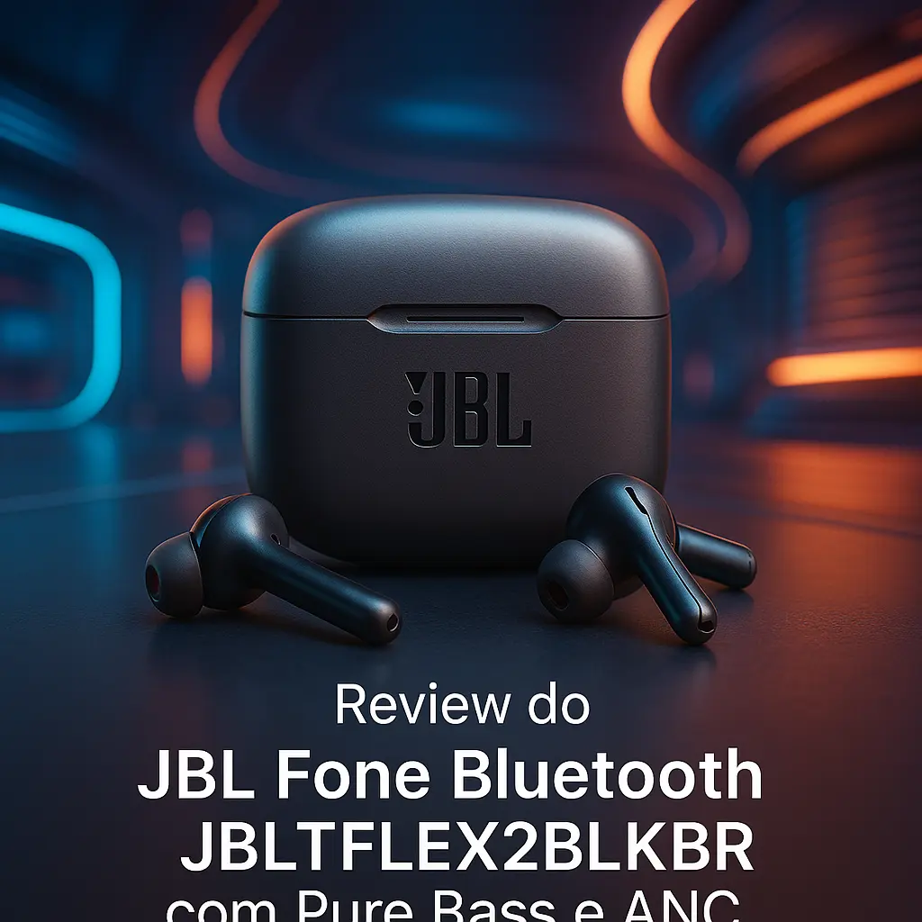 JBL Fone Bluetooth JBLTFLEX2BLKBR com Pure Bass e ANC