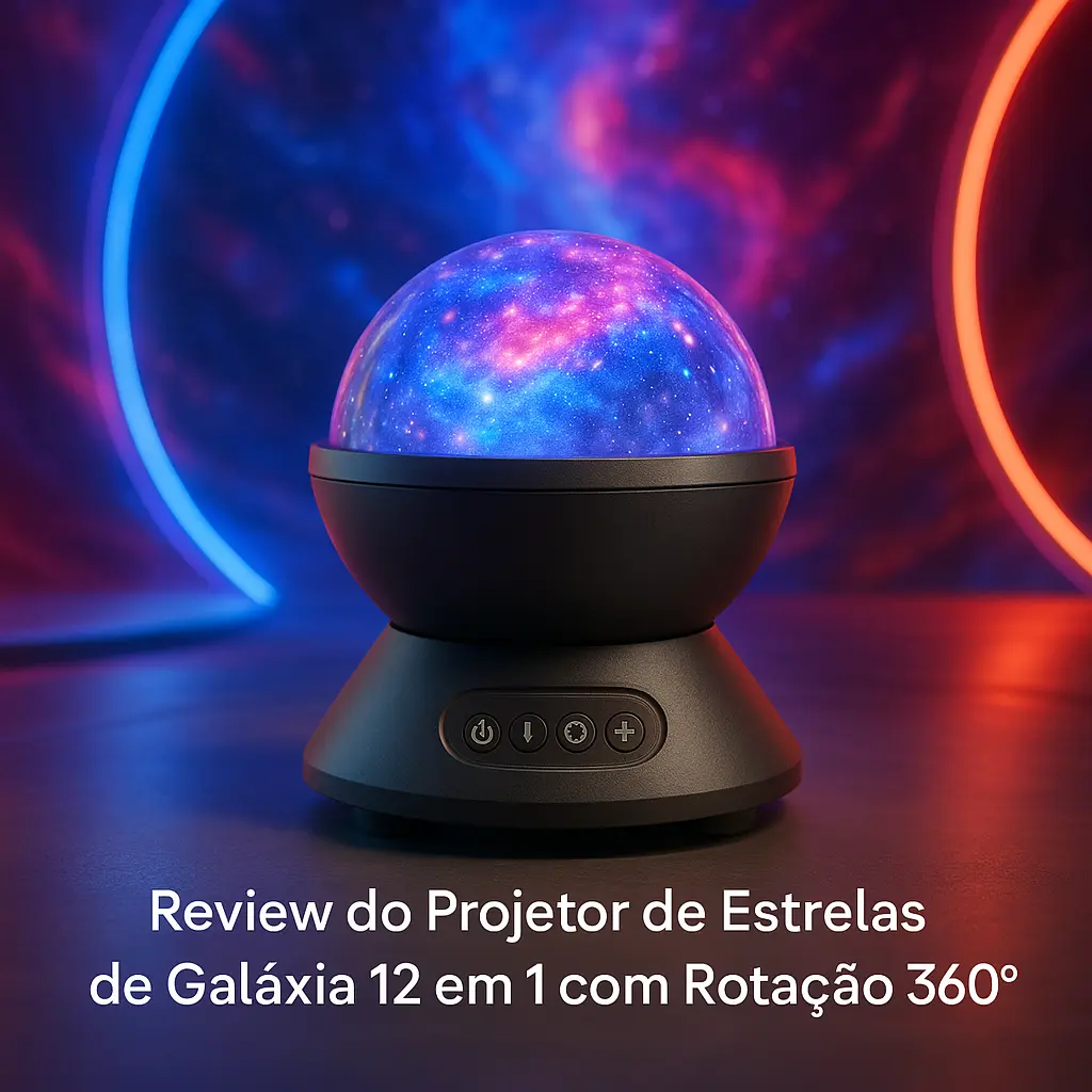 Projetor de estrelas de galáxia 12 em 1 com rotação 360°