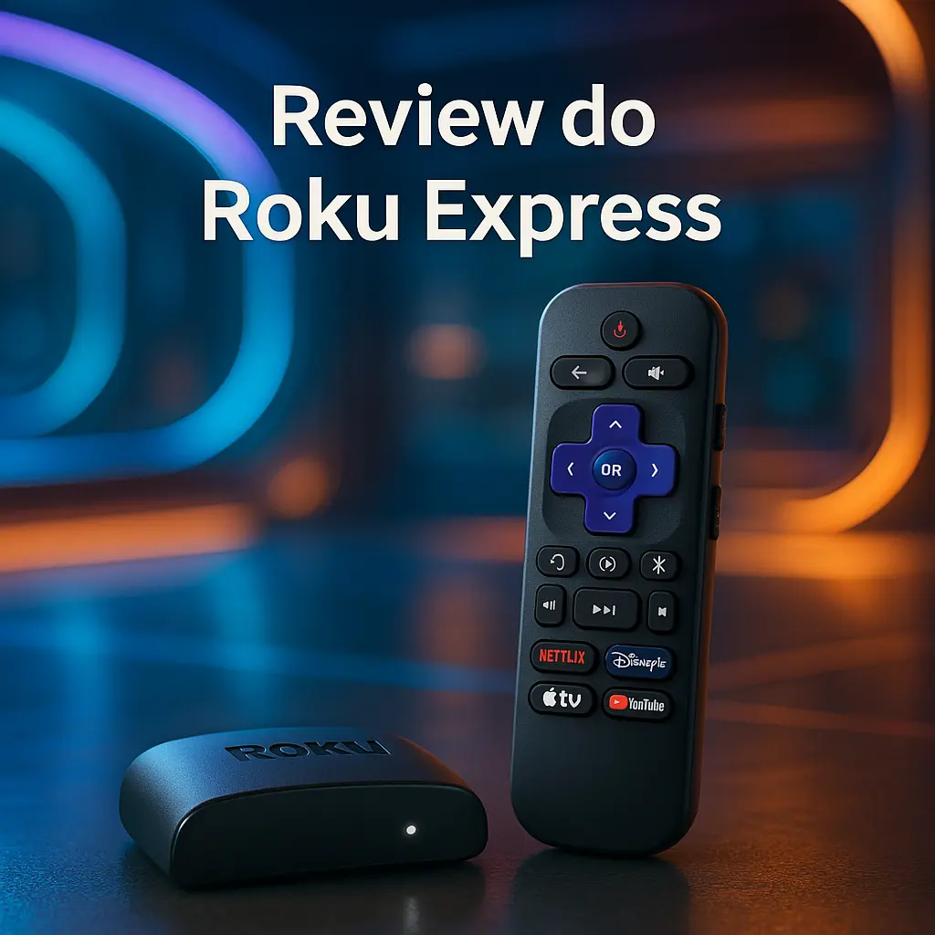 Roku Express com comandos por voz e streaming rápido