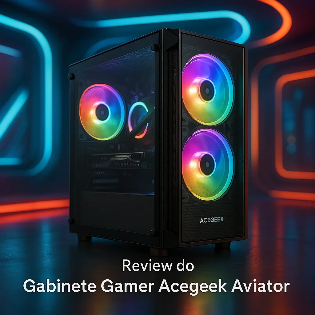 Gabinete Gamer Acegeek Aviator: Mini-Tower, Lateral de Acrílico, 2 Fans e Design Imbatível