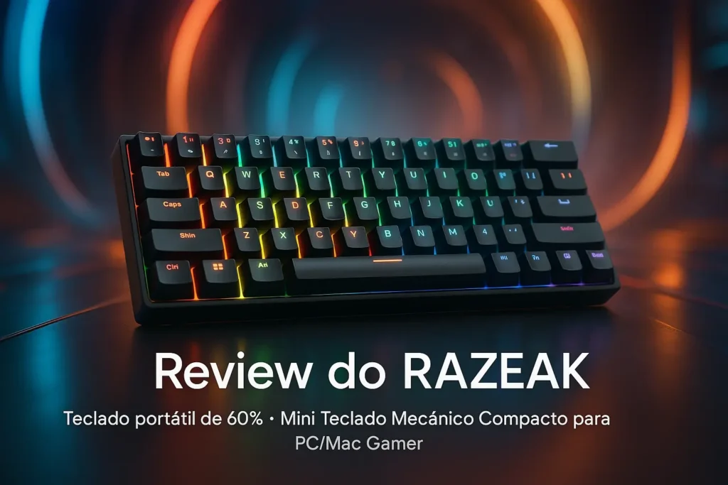 RAZEAK Teclado portátil de 60%: Mini Teclado Mecânico Compacto para PC/Mac Gamer