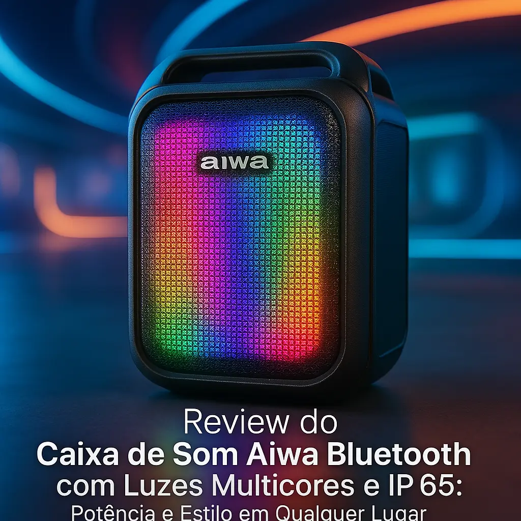 Caixa de Som Aiwa Bluetooth com Luzes Multicores e IP65: Potência e Estilo em Qualquer Lugar