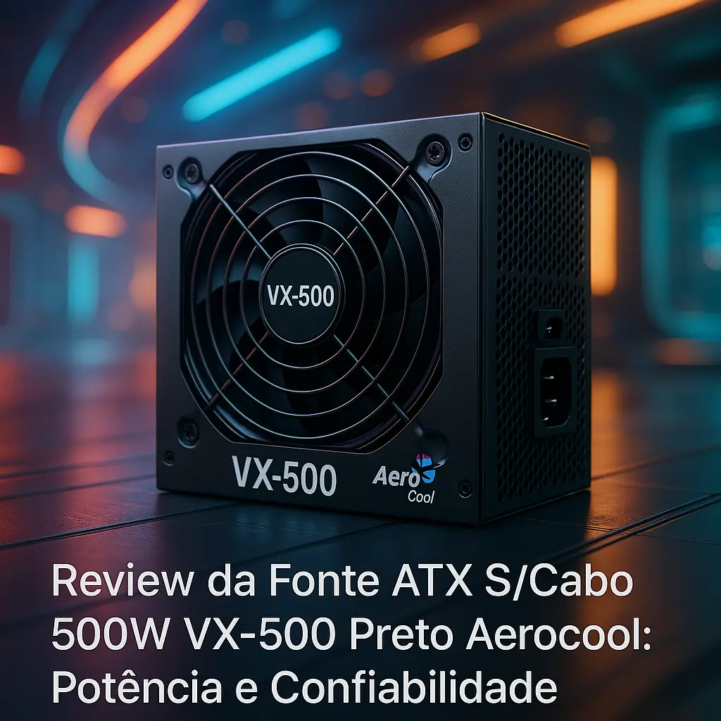 Fonte ATX S/Cabo 500W VX-500 Preto Aerocool: Potência e Confiabilidade