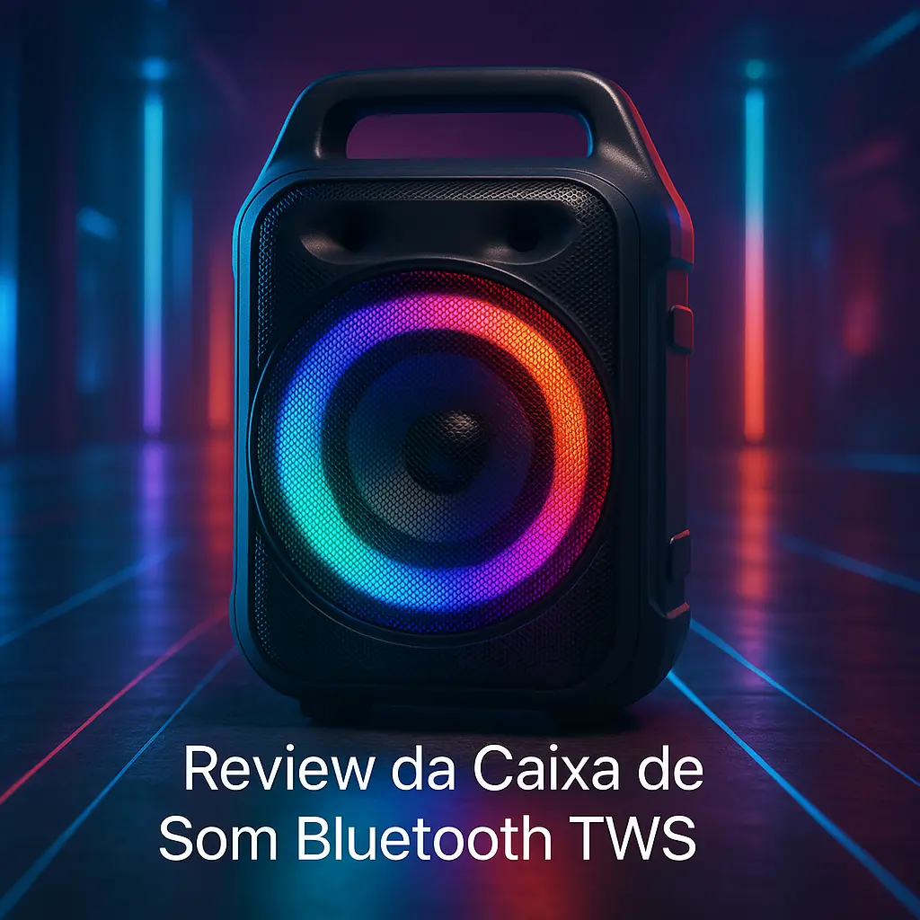 Caixa de som Bluetooth TWS com som potente e LED RGB