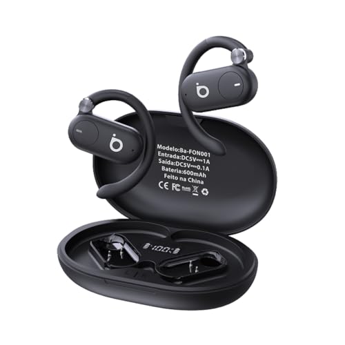 Fones de Ouvido Sem Fio Basike D91, Bluetooth 5.4, Estéreo Hi-Fi, Tela LED, 100h Standby, Leve e Confortável, Ideal para Corrida e Exercícios (Preto)