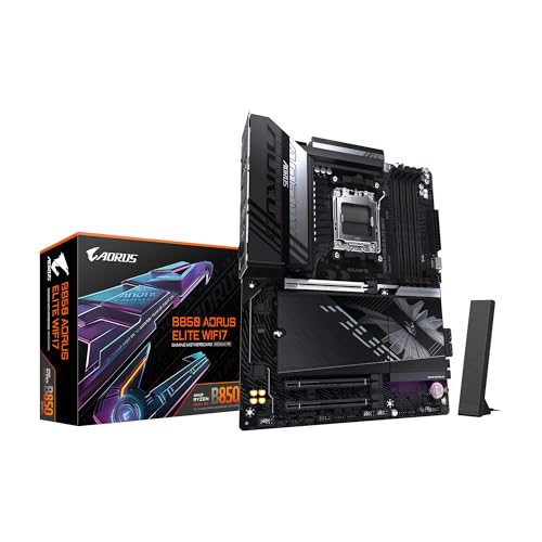 GIGABYTE Placa-mãe B850 AORUS Elite WIFI7 AMD AM5 LGA 1718, ATX, DDR5, 3X M.2, PCIe 5.0, USB-C, WIFI7, LAN 2,5GbE, EZ-Latch, Garantia de 5 anos