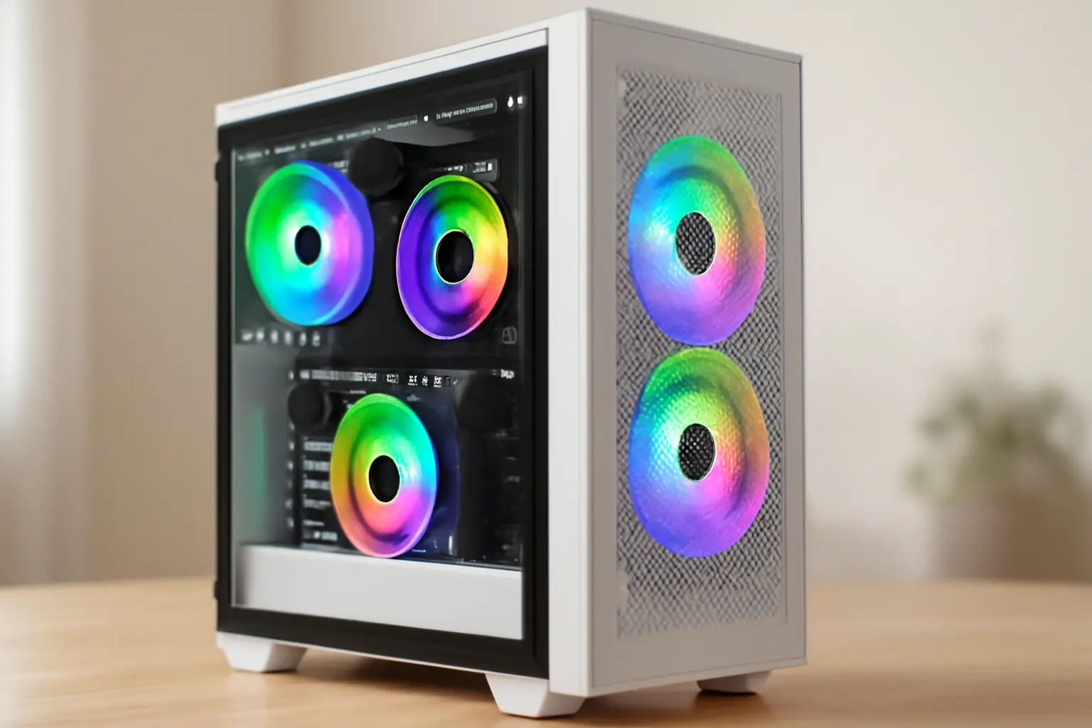 Gabinete Gamer Pichau Magpie 4 | Rainbow | Mid-Tower | Lateral de Vidro | Com 3 Fans | Branco