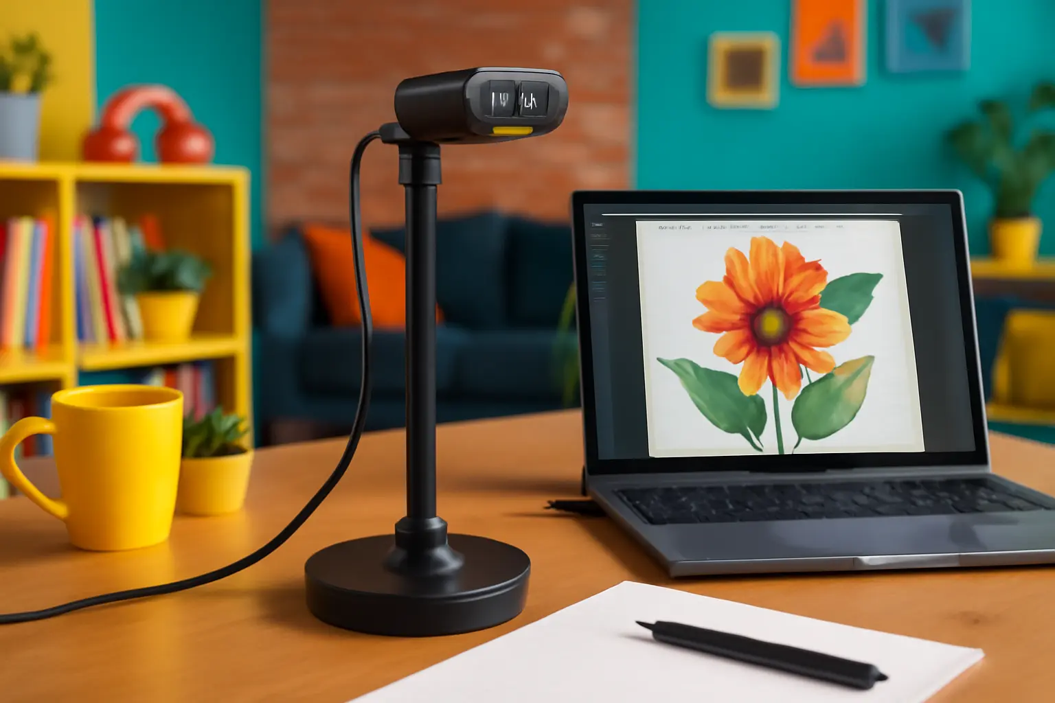 Kitchbai Visualizer Sala de Aula: Câmera de Documentos USB 4K com Microfones Duplos