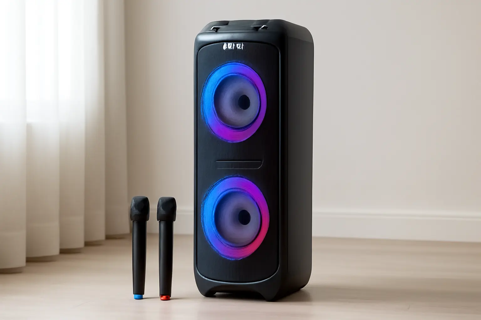 Polyvox Caixa de Som Amplificada Torre XT-990 TWS Bluetooth Full Led 2000W + Microfones sem fio