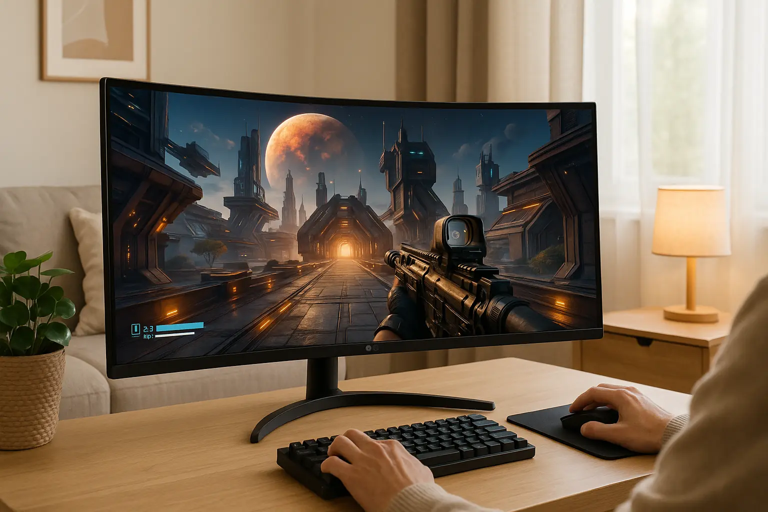 LG Monitor de jogos FreeSync Ultrawide WQHD 160Hz curvo: ultralargo e imersivo