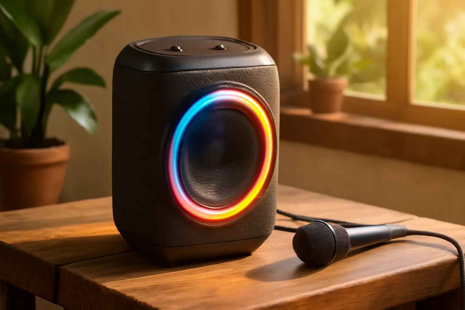 Caixa de Som com Microfone 100W Partybox: Áudio 360° e Potência Imbatível