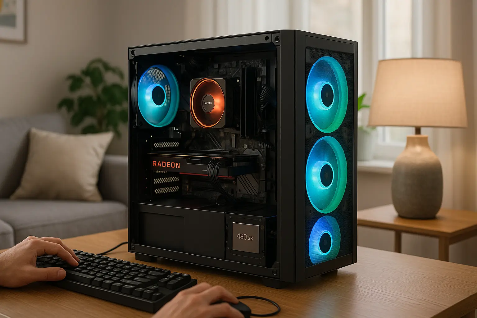 Monte seu PC: Ryzen 5 9600X, RX 6600, 16GB, 480GB SSD