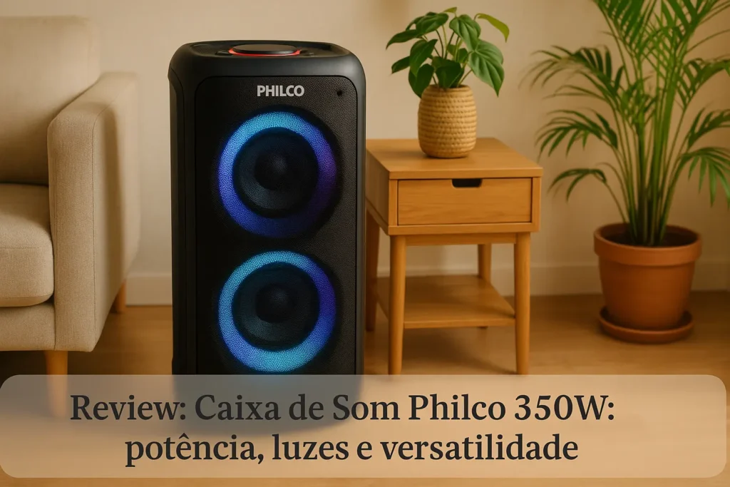 Caixa de Som Philco 350W: potência, luzes e versatilidade