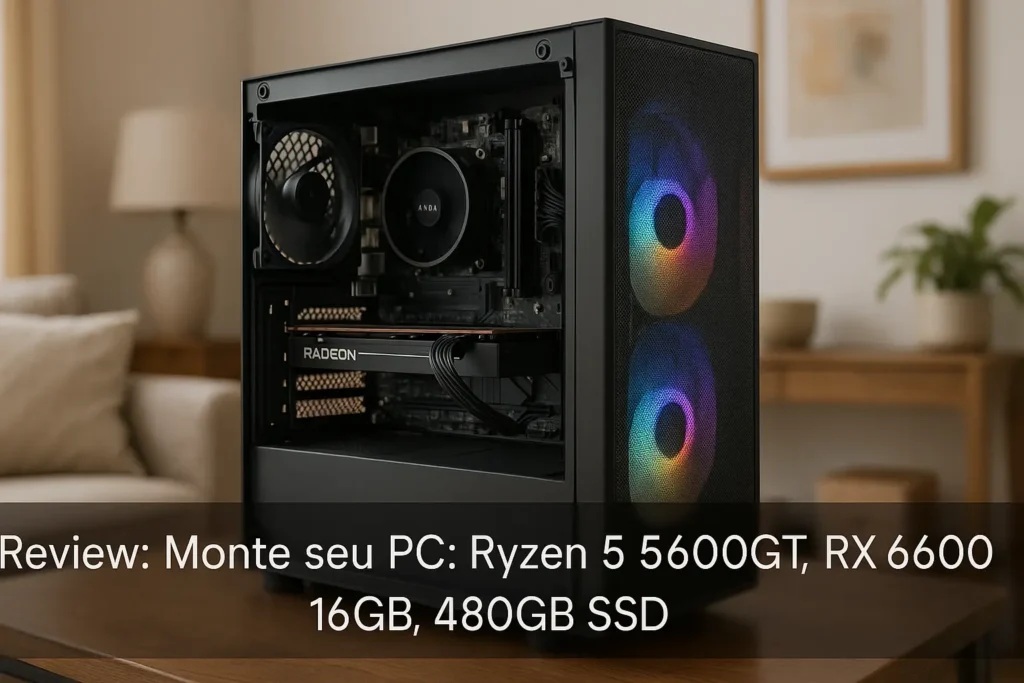Monte seu PC: Ryzen 5 5600GT, RX 6600, 16GB, 480GB SSD