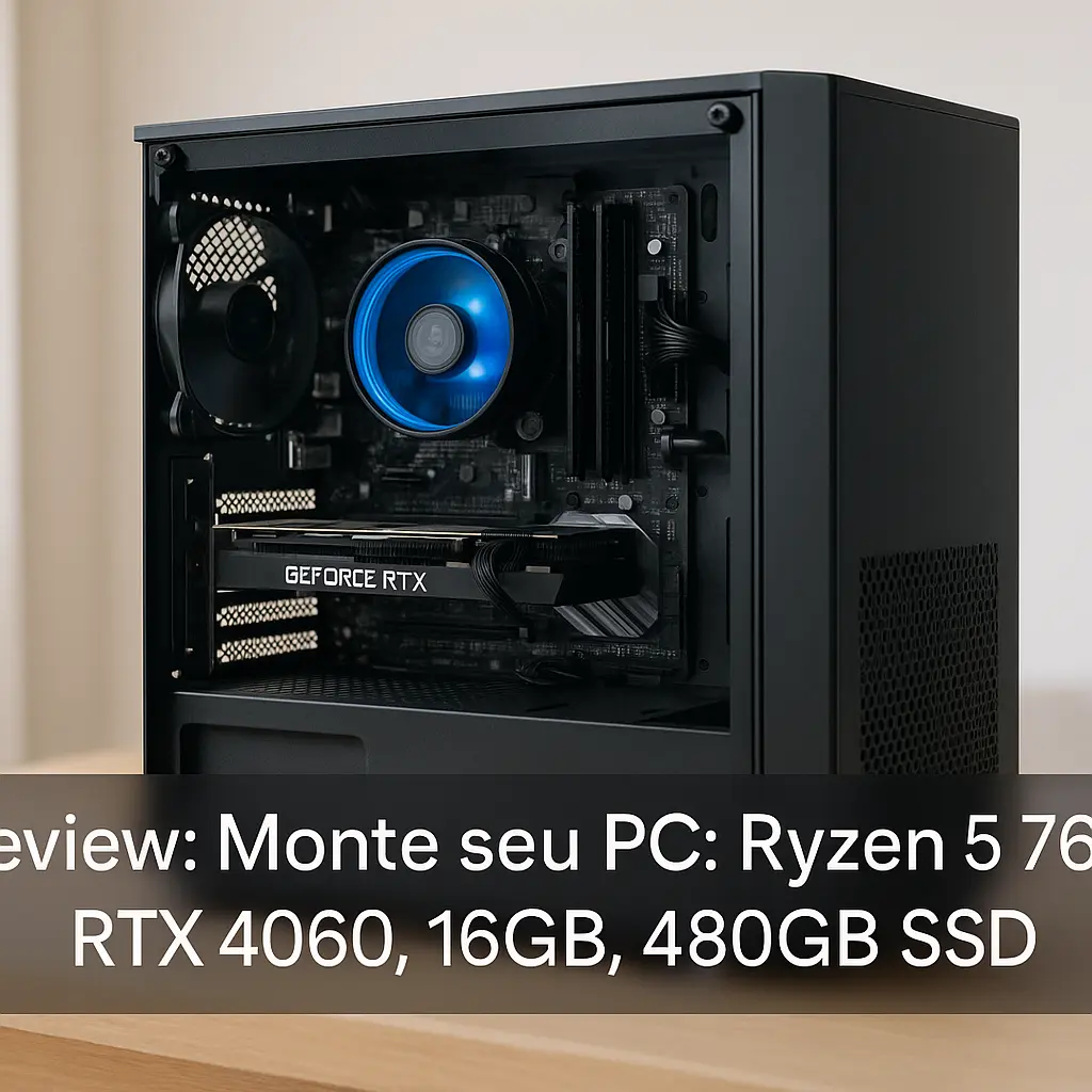 Monte seu PC: Ryzen 5 7600, RTX 4060, 16GB, 480GB SSD