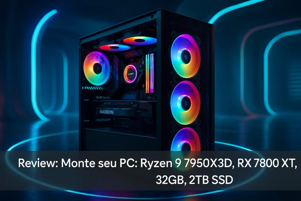 Monte seu PC: Ryzen 9 7950X3D, RX 7800 XT, 32GB, 2TB SSD
