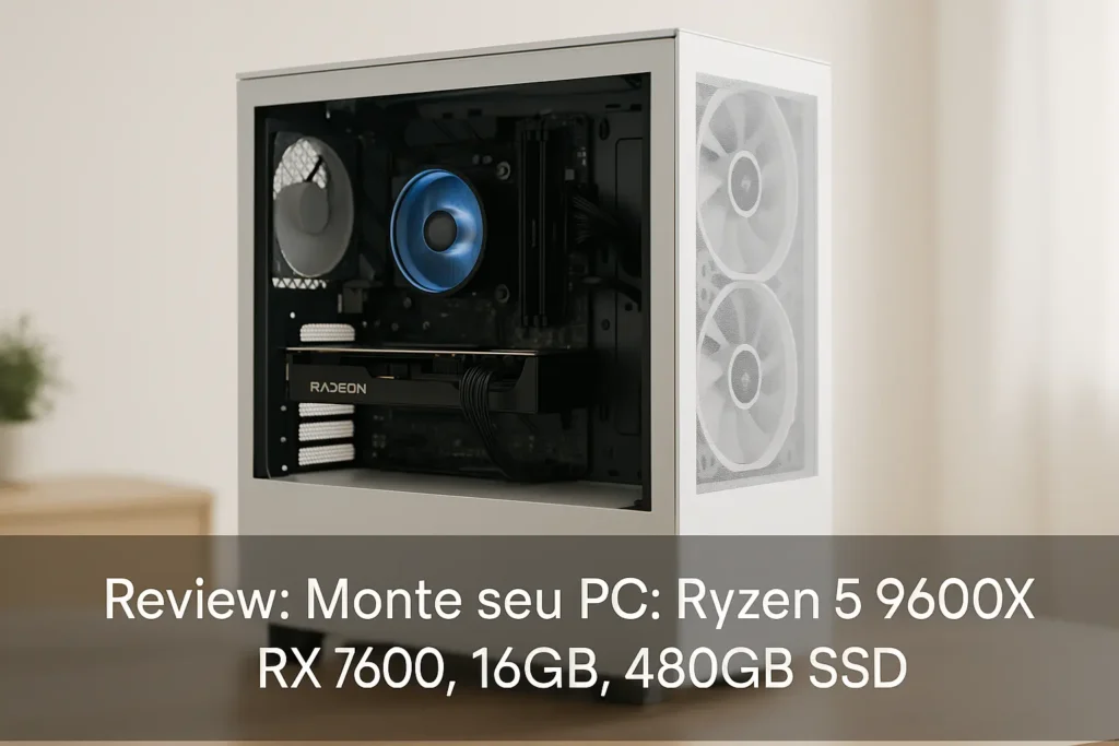 Monte seu PC: Ryzen 5 9600X, RX 7600, 16GB, 480GB SSD